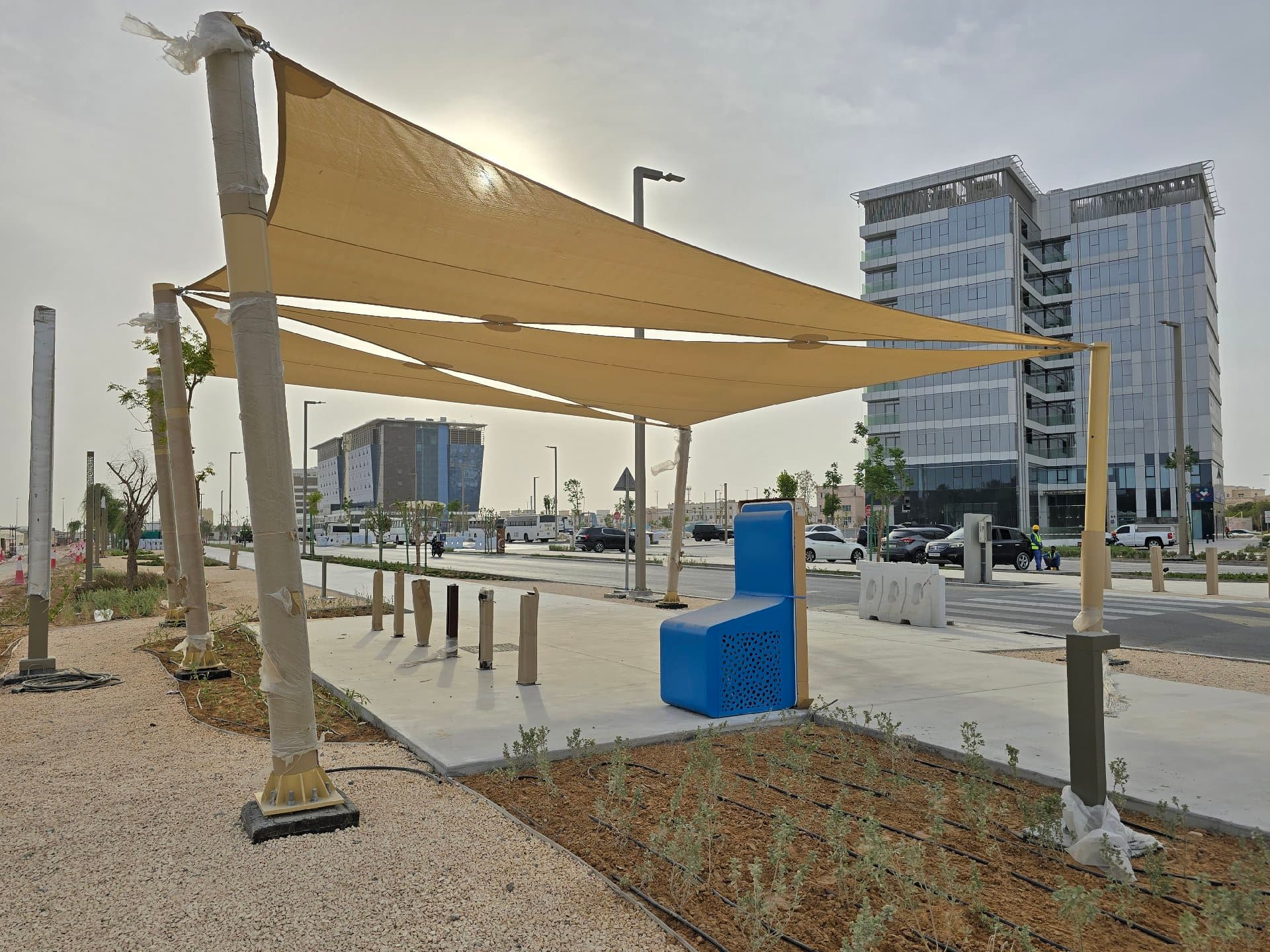 Cycle Track Tensile Shade — DMT, Khalifa City, Abu Dhabi